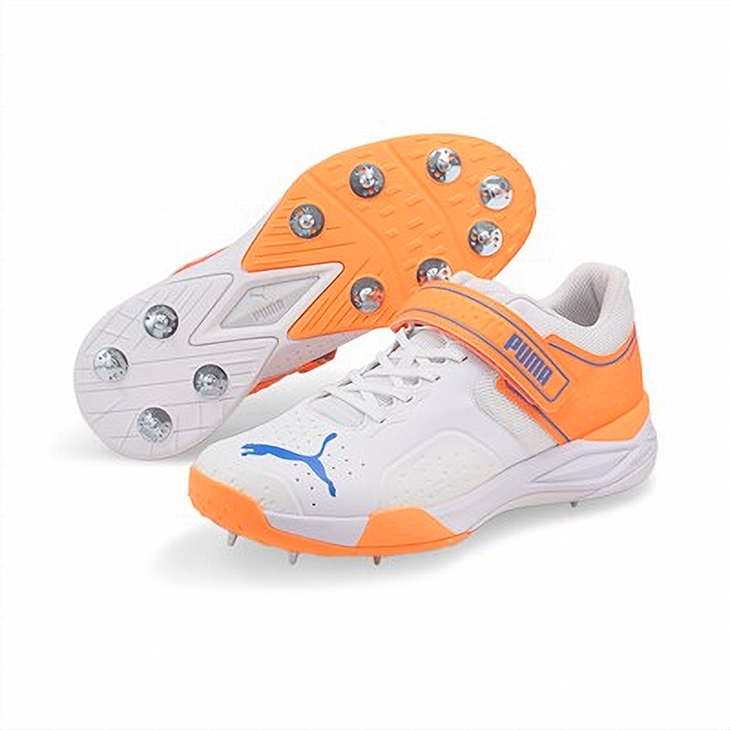 Puma 22.1 Bowling Spike Cricket Shoes White Orange Province Sports