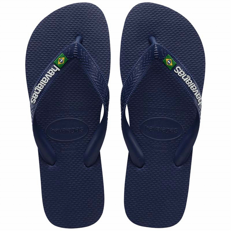 Havaianas Brazil Logo Navy Blue Slip Slops