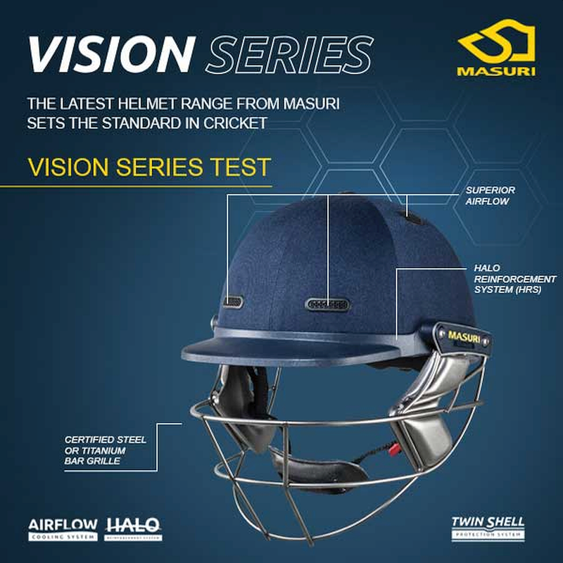 Masuri Vision Series Test Stainless Steel Cricket Helmet