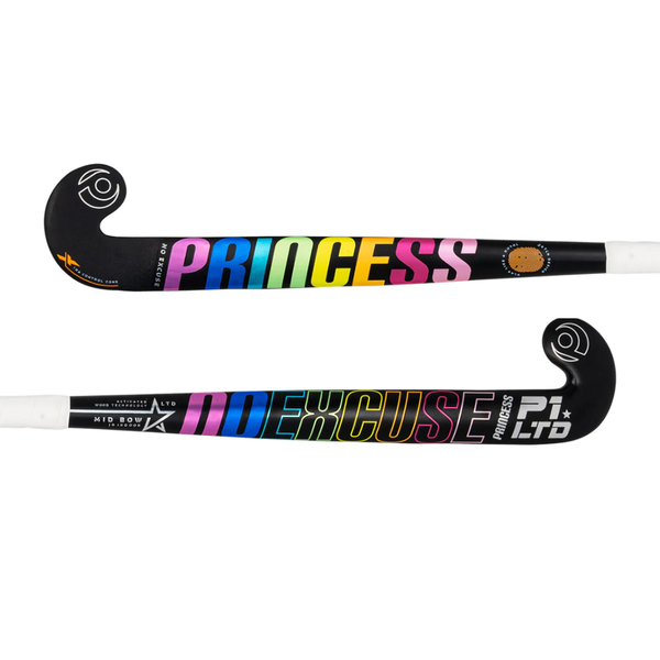 Princess No Excuses LTD P1 Mid Bow Hockey Stick 2024 - Black/Rainbow
