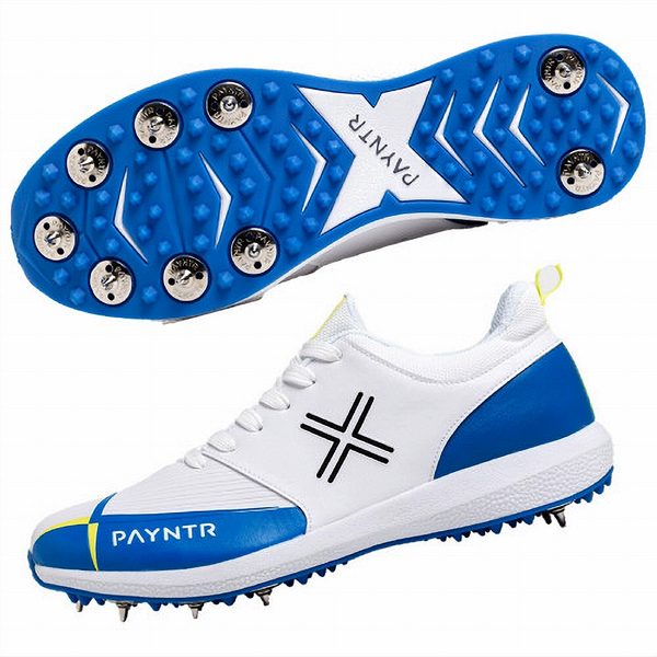 Payntr V-Spike Cricket Shoes - White/Blue